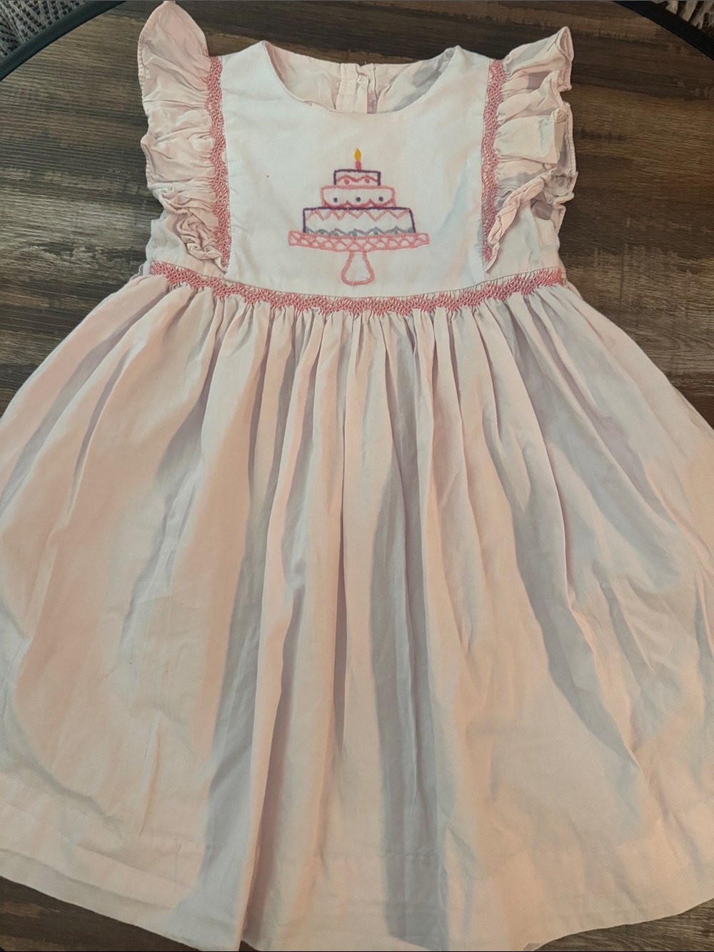 Pink embroidered and smocked  Birthday Cake Dress